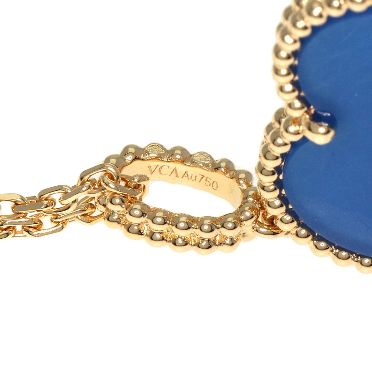 Van Cleef & Arpels ヴァンクリーフ＆アーペル マジック アルハンブラ ブルーアゲート ネックレス K18YG レディース 中古