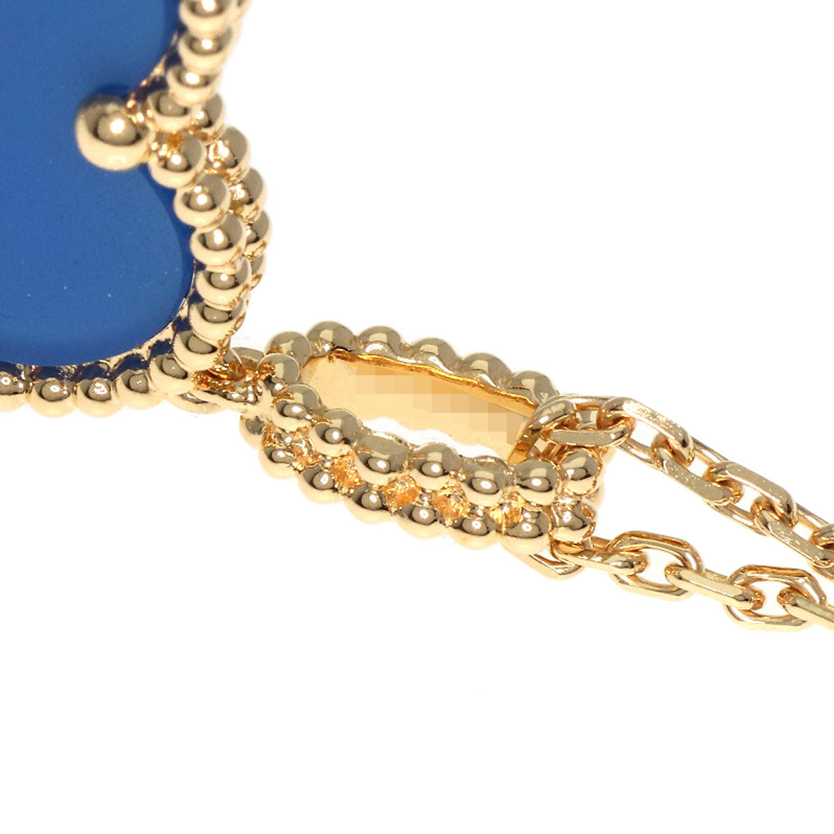 Van Cleef & Arpels ヴァンクリーフ＆アーペル マジック アルハンブラ ブルーアゲート ネックレス K18YG レディース 中古