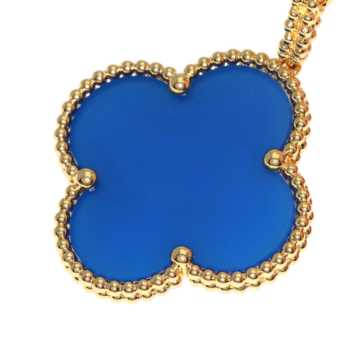Van Cleef & Arpels ヴァンクリーフ＆アーペル マジック アルハンブラ ブルーアゲート ネックレス K18YG レディース 中古