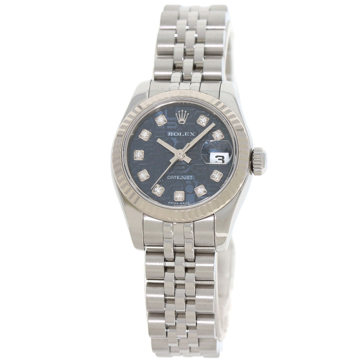 ROLEX ロレックス 179174G デイトジャスト 10P ダイヤモンド 腕時計 SS レディース 中古
