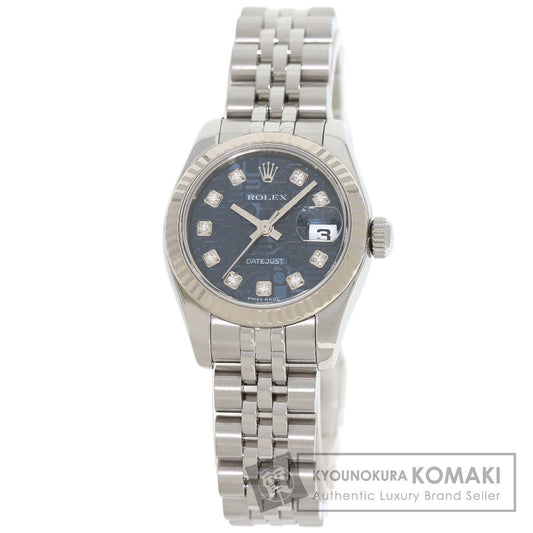 ROLEX ロレックス 179174G デイトジャスト 10P ダイヤモンド 腕時計 SS レディース 中古