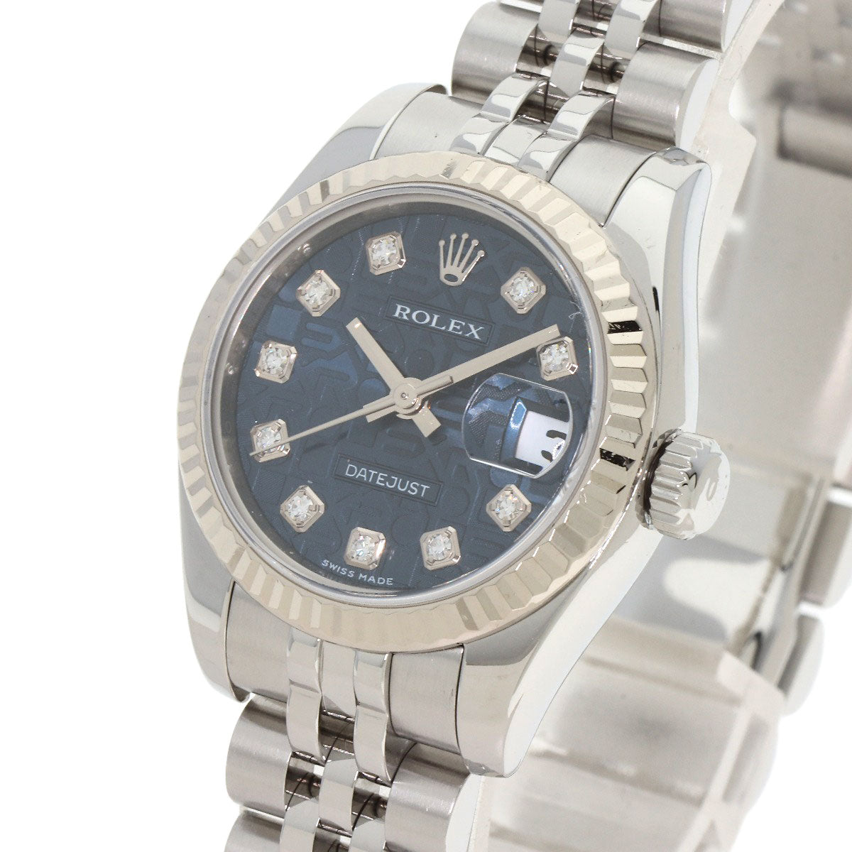 ROLEX ロレックス 179174G デイトジャスト 10P ダイヤモンド 腕時計 SS レディース 中古
