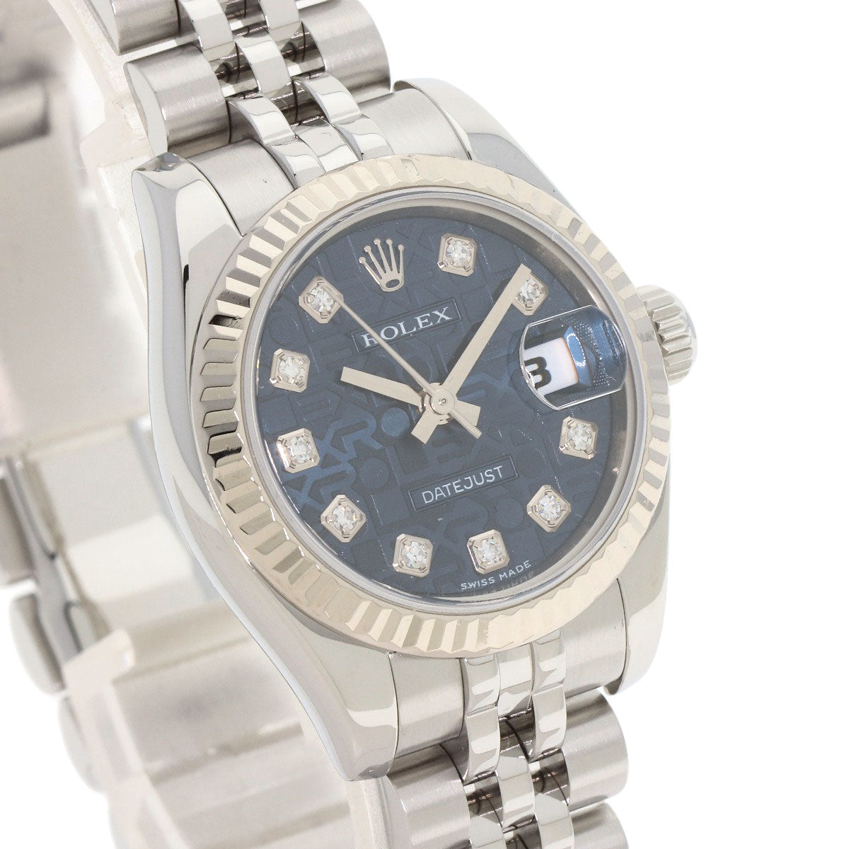 ROLEX ロレックス 179174G デイトジャスト 10P ダイヤモンド 腕時計 SS レディース 中古