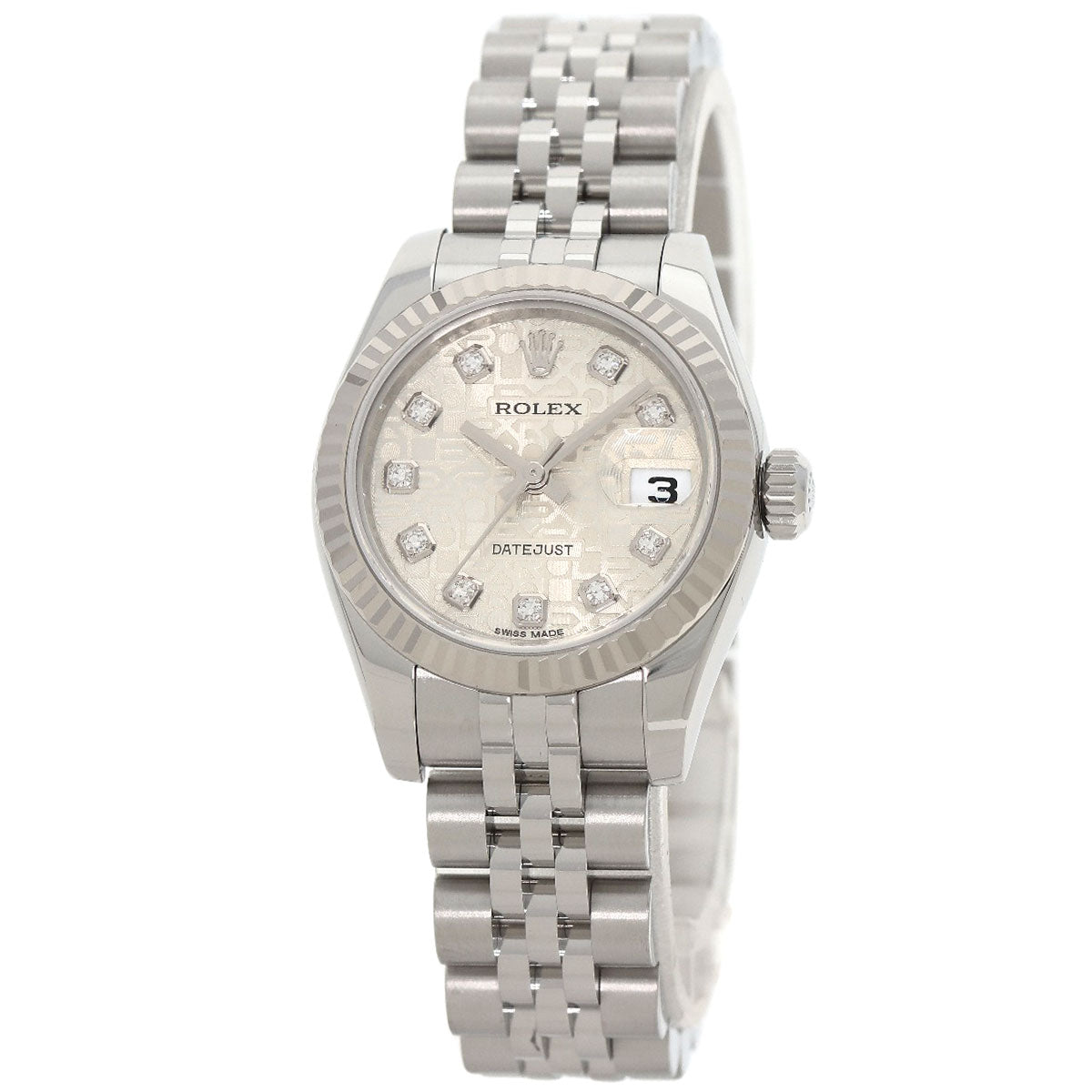 ROLEX ロレックス 179174G デイトジャスト 10P ダイヤモンド 腕時計 SS レディース 中古