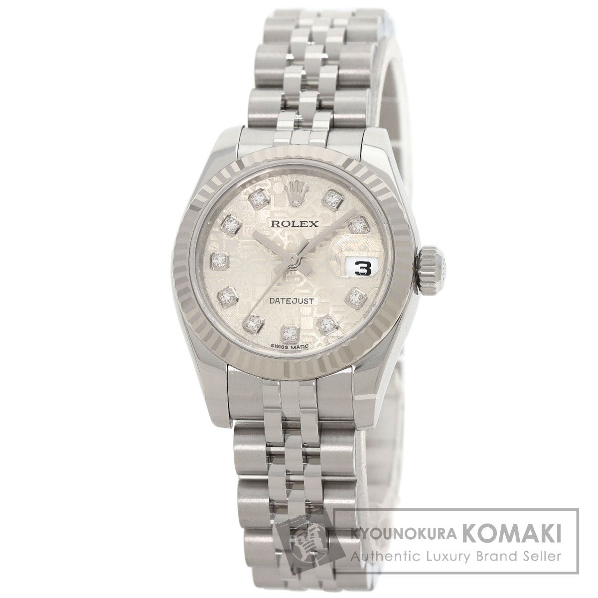 ROLEX ロレックス 179174G デイトジャスト 10P ダイヤモンド 腕時計 SS レディース 中古