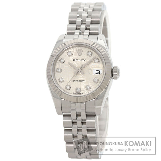 ROLEX ロレックス 179174G デイトジャスト 10P ダイヤモンド 腕時計 SS レディース 中古