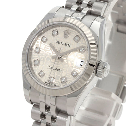 ROLEX ロレックス 179174G デイトジャスト 10P ダイヤモンド 腕時計 SS レディース 中古
