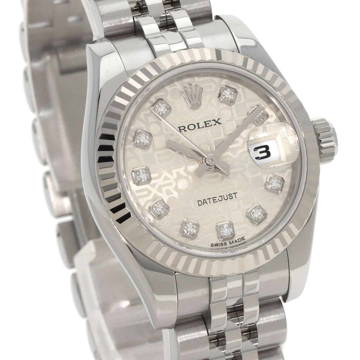ROLEX ロレックス 179174G デイトジャスト 10P ダイヤモンド 腕時計 SS レディース 中古