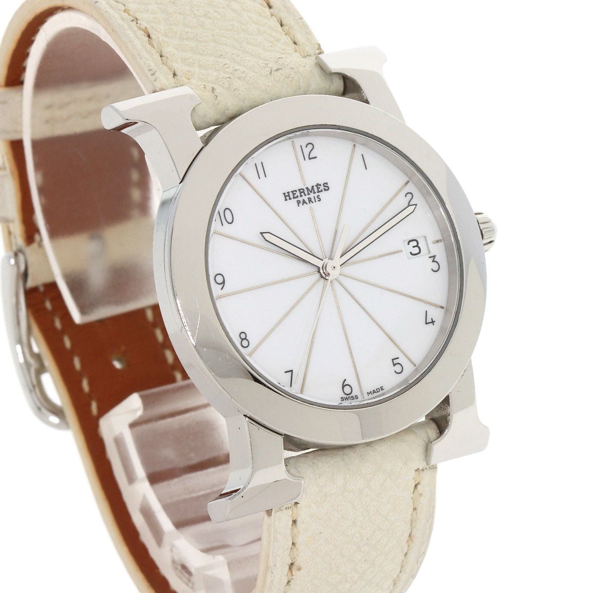 HERMES エルメス HR1.510 Hウォッチ ロンド 腕時計 SS レディース 中古