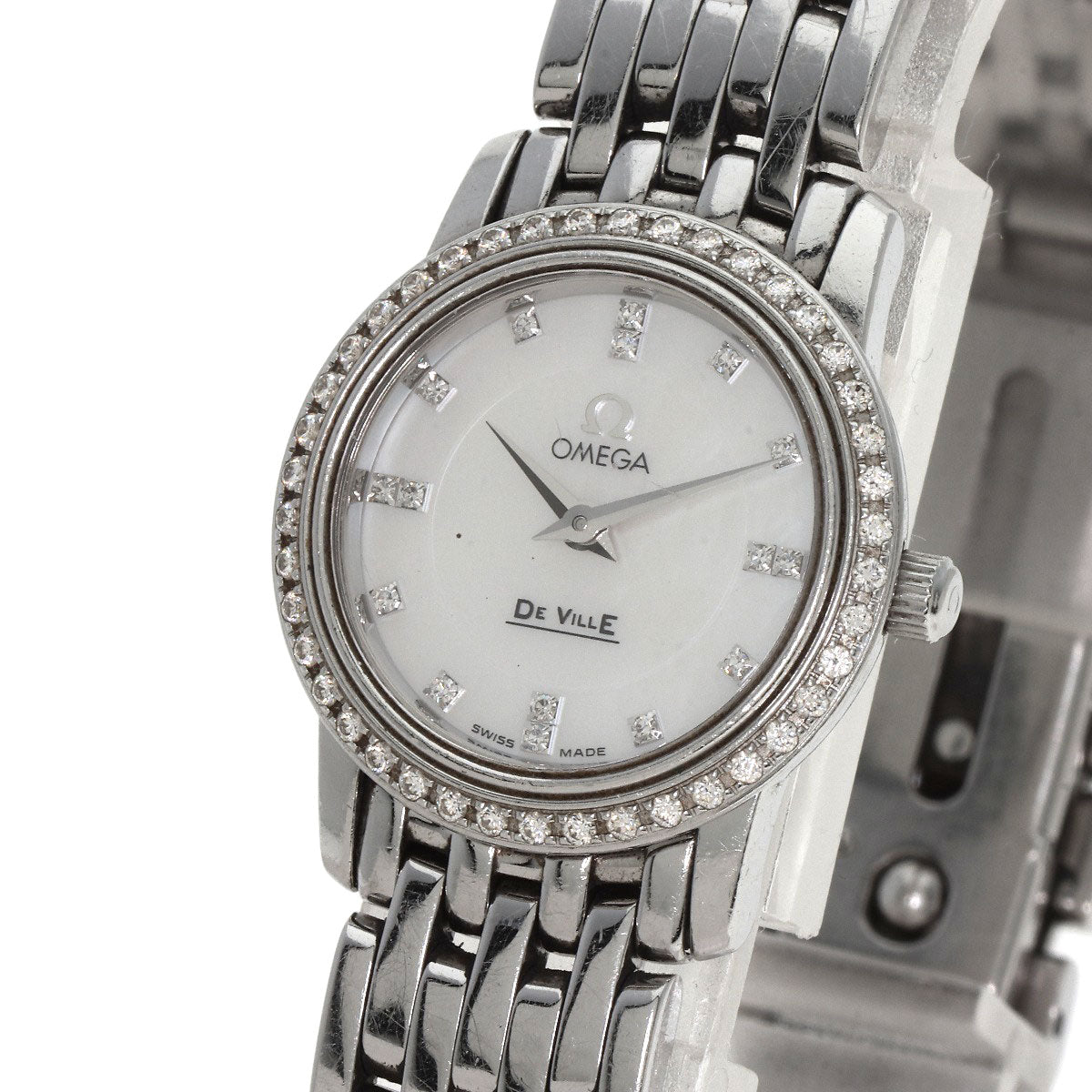 OMEGA オメガ 4575.75 デビル プレステージ ダイヤモンド 腕時計 SS レディース 中古
