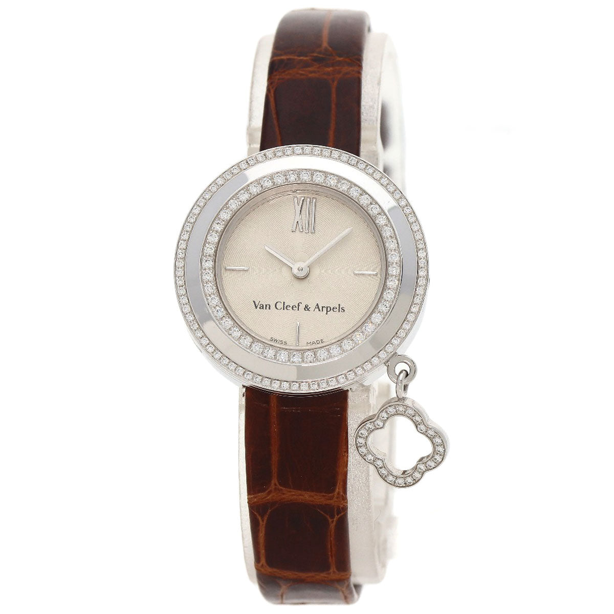 Van Cleef & Arpels ヴァンクリーフ＆アーペル VCARO29A00 チャーム ミニウォッチ ダイヤモンド 腕時計 K18WG レディース 中古