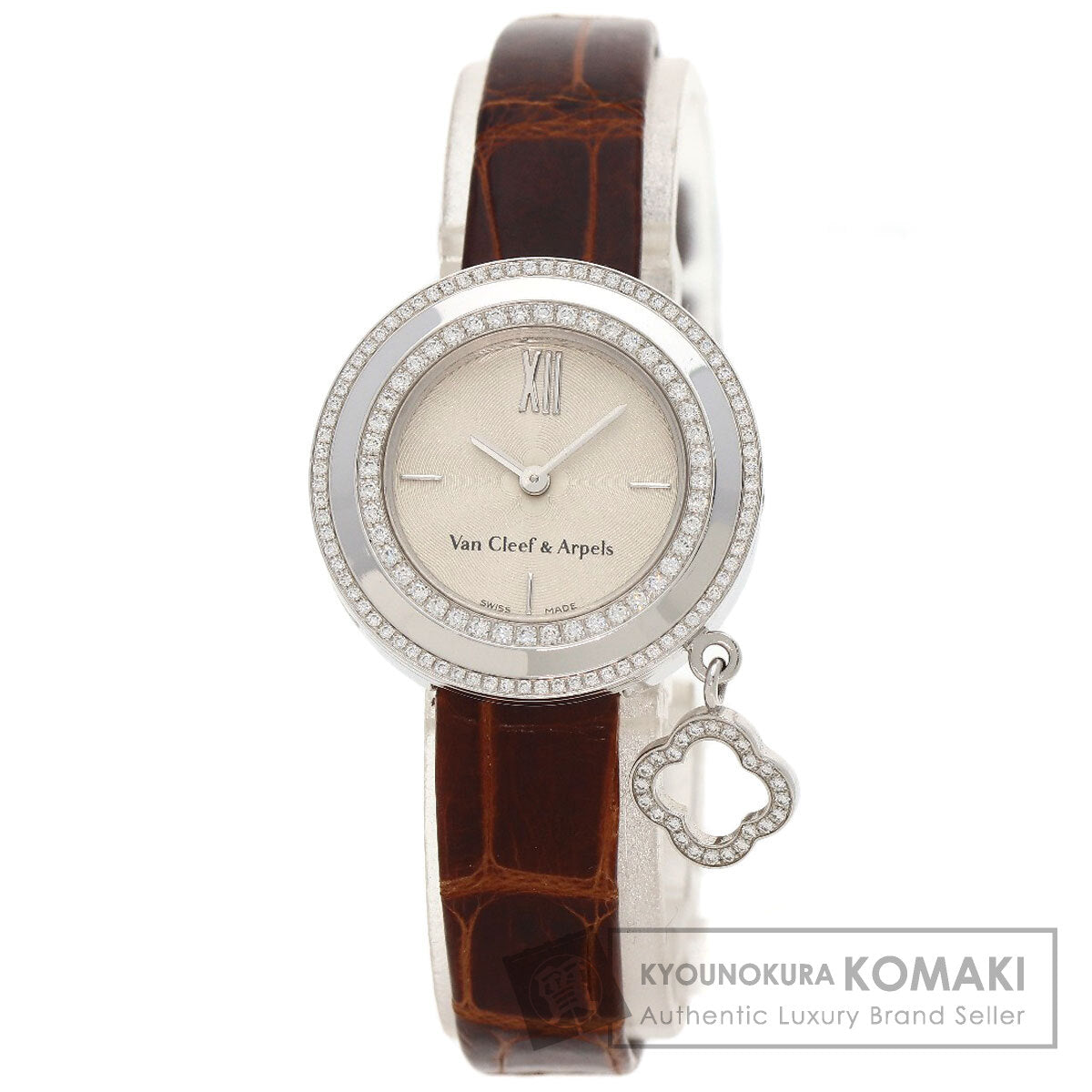 Van Cleef & Arpels ヴァンクリーフ＆アーペル VCARO29A00 チャーム ミニウォッチ ダイヤモンド 腕時計 K18WG レディース 中古