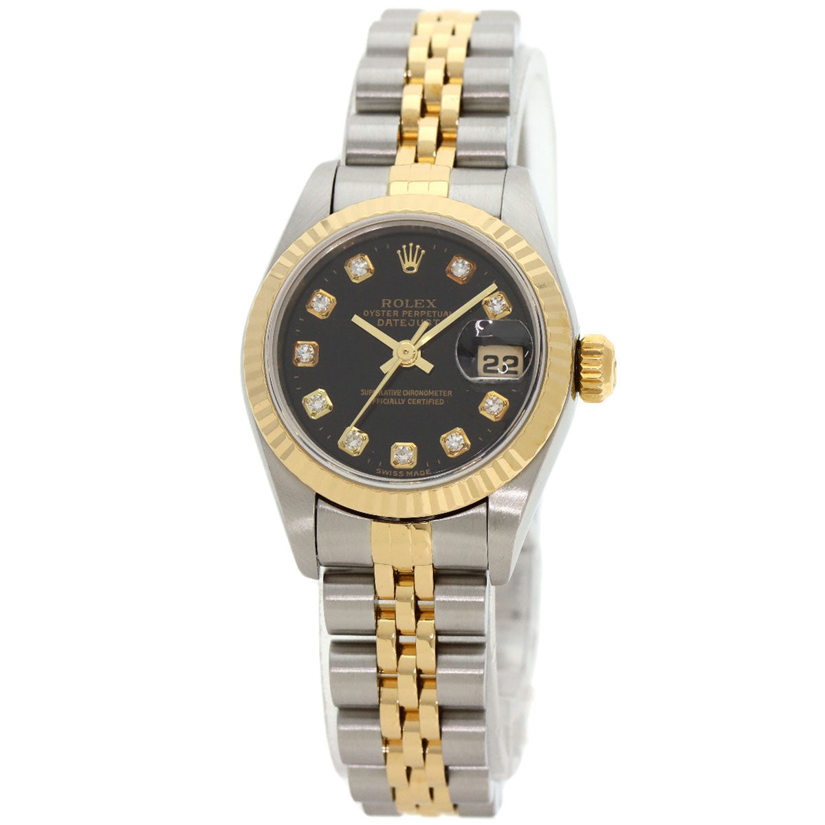 ROLEX ロレックス 69173G デイトジャスト 10P ダイヤモンド 腕時計 SS レディース 中古