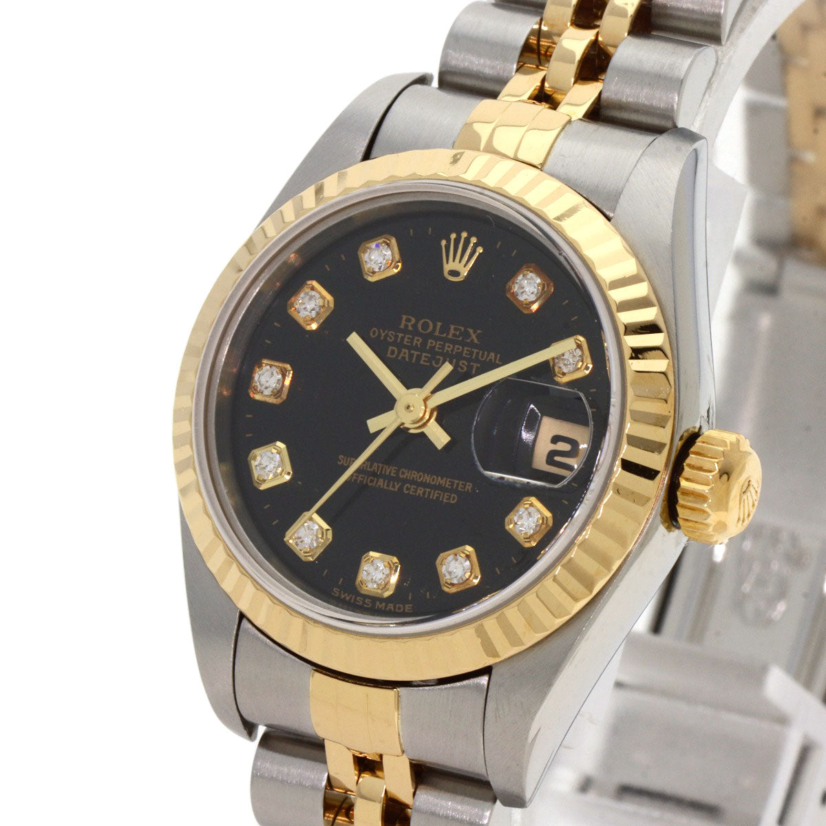 ROLEX ロレックス 69173G デイトジャスト 10P ダイヤモンド 腕時計 SS レディース 中古