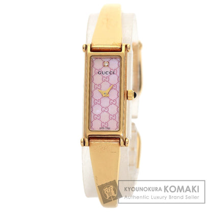 GUCCI グッチ 1500L スクエアフェイス バングル 1P ダイヤモンド GG 腕時計 PGP レディース 中古