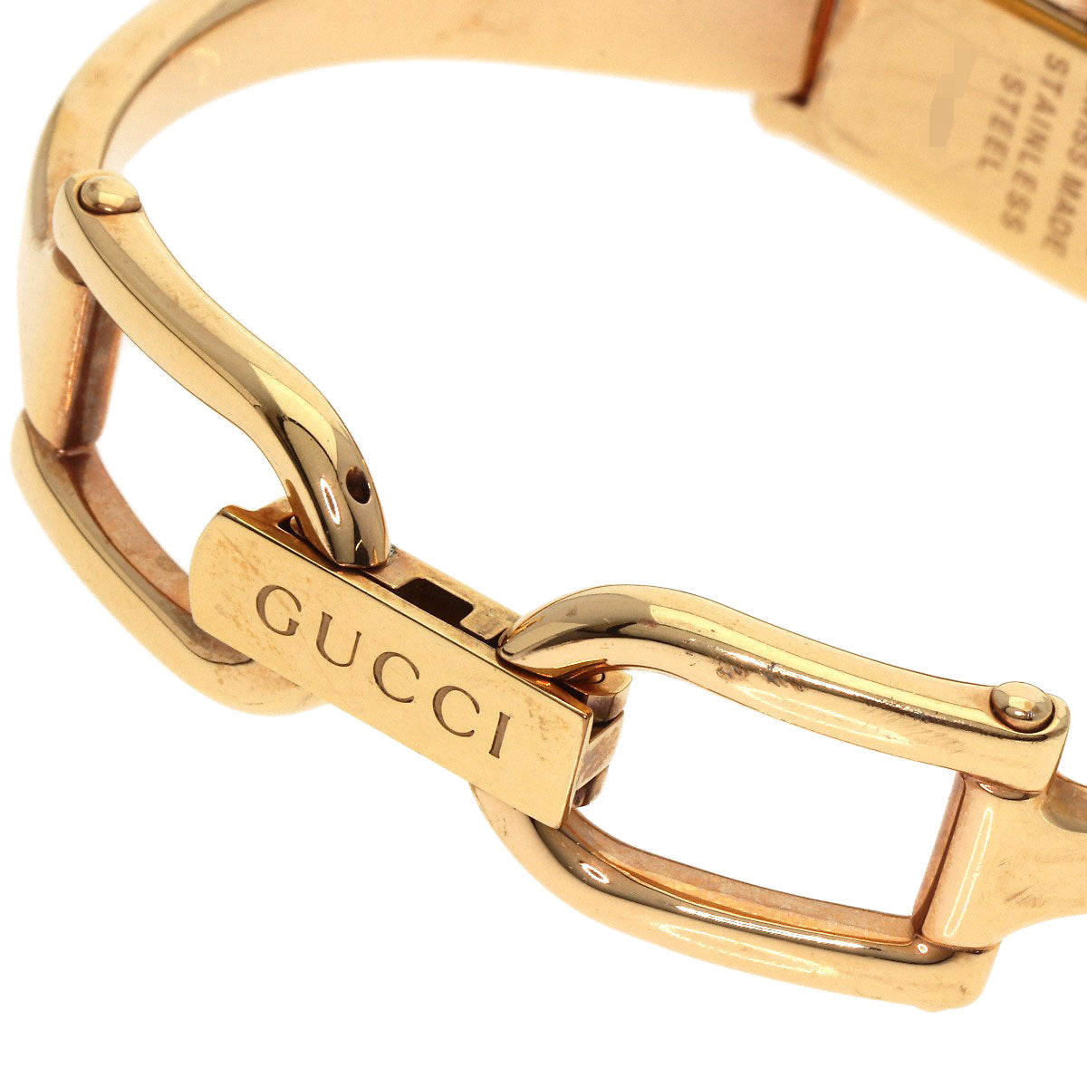 GUCCI グッチ 1500L スクエアフェイス バングル 1P ダイヤモンド GG 腕時計 PGP レディース 中古