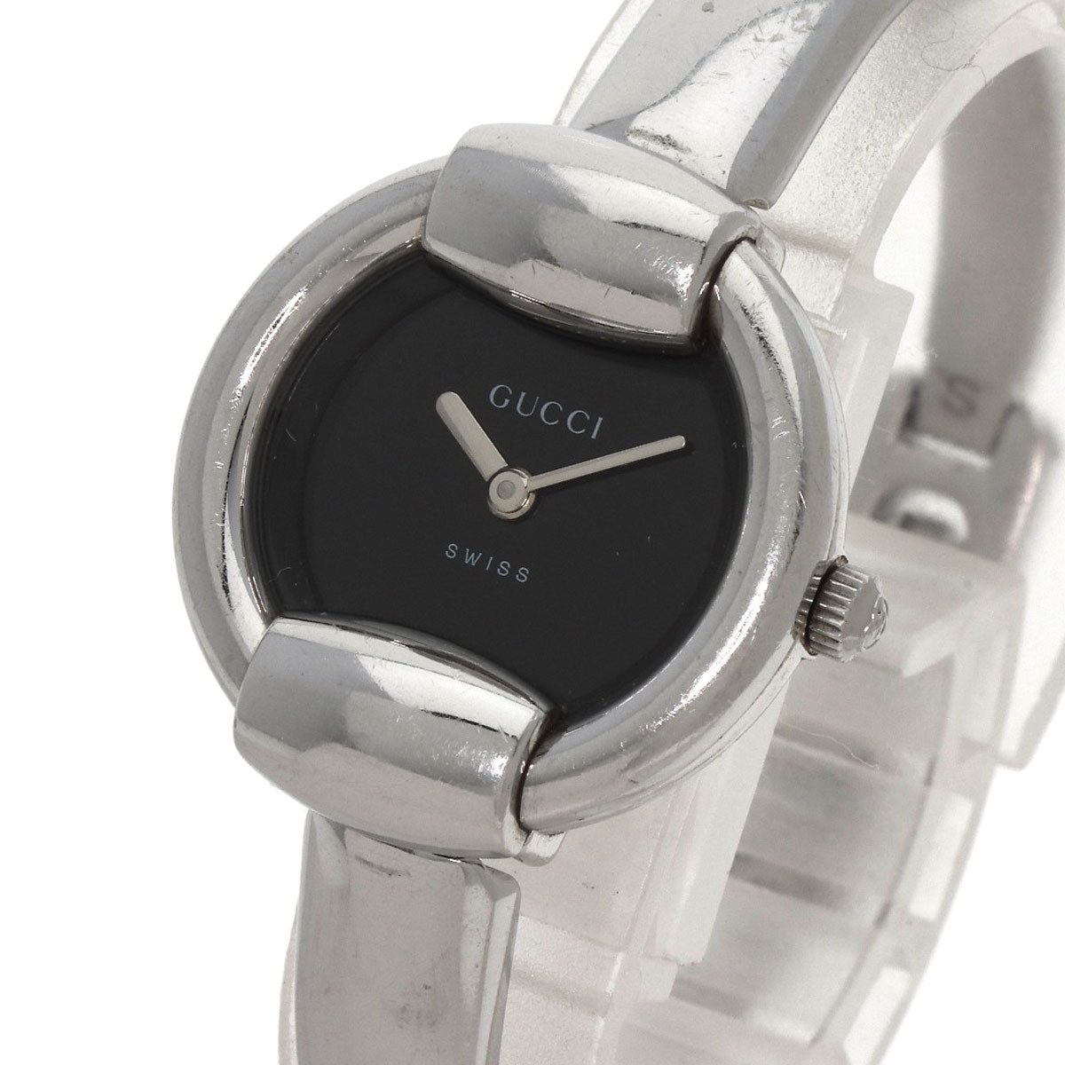 GUCCI グッチ 1400L ラウンドフェイス バングル 腕時計 SS レディース 中古