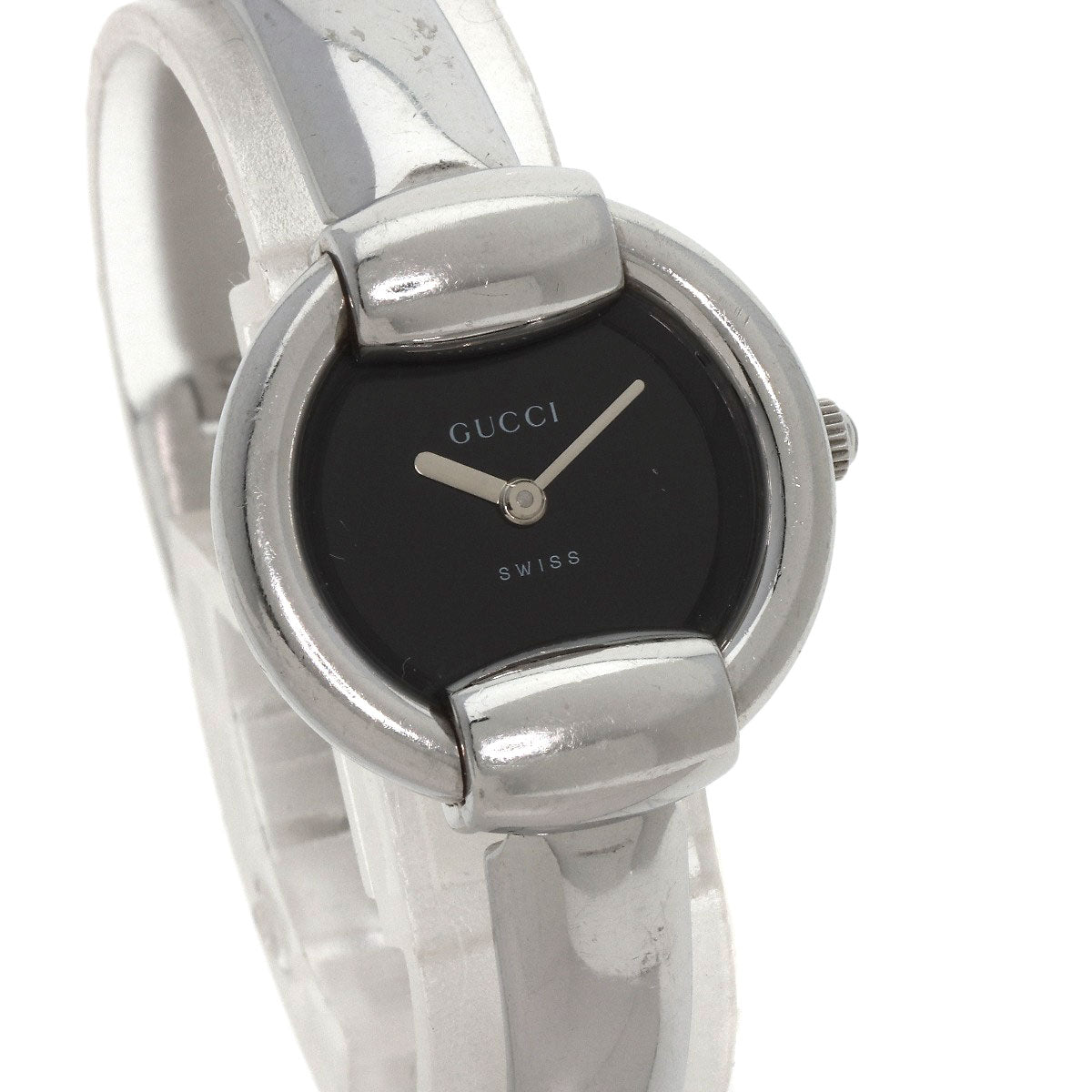 GUCCI グッチ 1400L ラウンドフェイス バングル 腕時計 SS レディース 中古