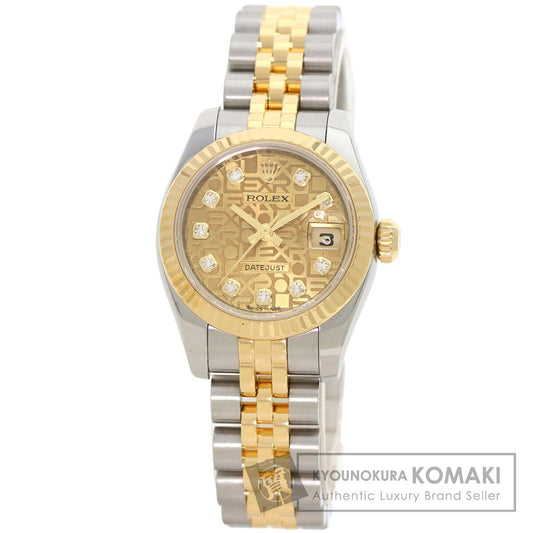 ROLEX ロレックス 179173G デイトジャスト 10P ダイヤモンド 腕時計 SS レディース 中古