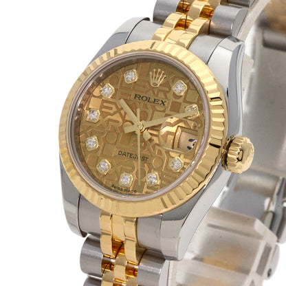 ROLEX ロレックス 179173G デイトジャスト 10P ダイヤモンド 腕時計 SS レディース 中古