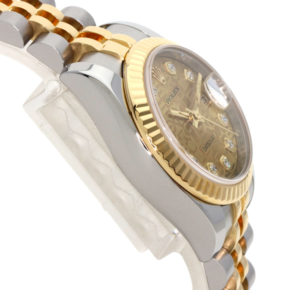 ROLEX ロレックス 179173G デイトジャスト 10P ダイヤモンド 腕時計 SS レディース 中古