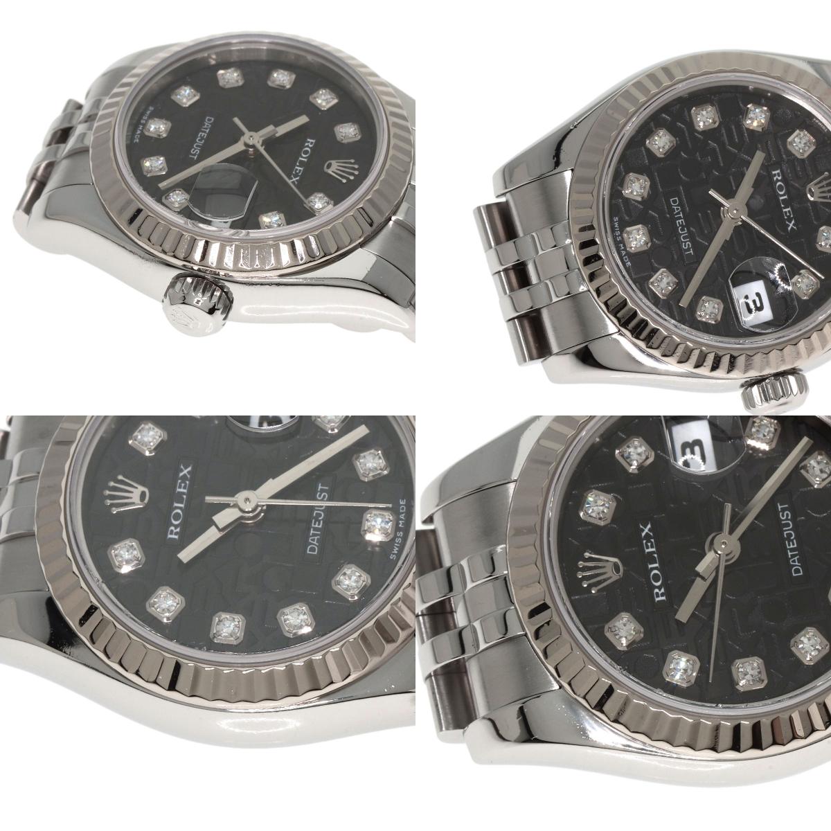 ROLEX ロレックス 179174G デイトジャスト 10P ダイヤモンド 腕時計 SS レディース 中古
