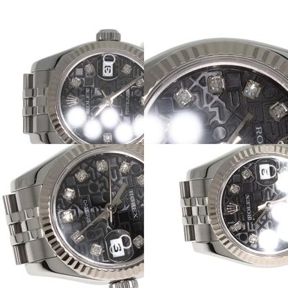 ROLEX ロレックス 179174G デイトジャスト 10P ダイヤモンド 腕時計 SS レディース 中古