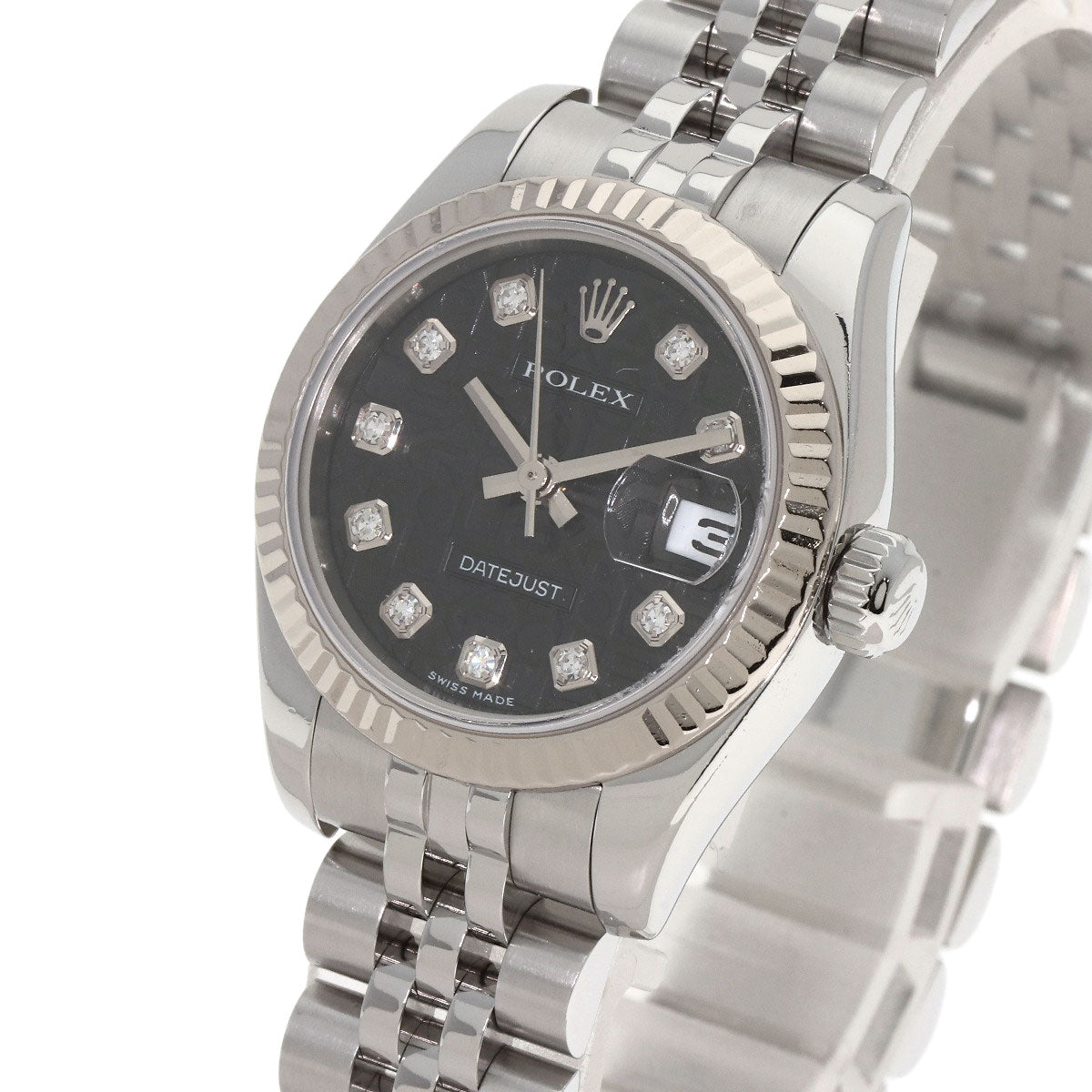 ROLEX ロレックス 179174G デイトジャスト 10P ダイヤモンド 腕時計 SS レディース 中古