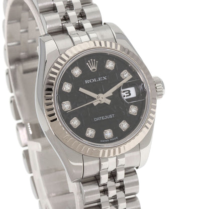 ROLEX ロレックス 179174G デイトジャスト 10P ダイヤモンド 腕時計 SS レディース 中古