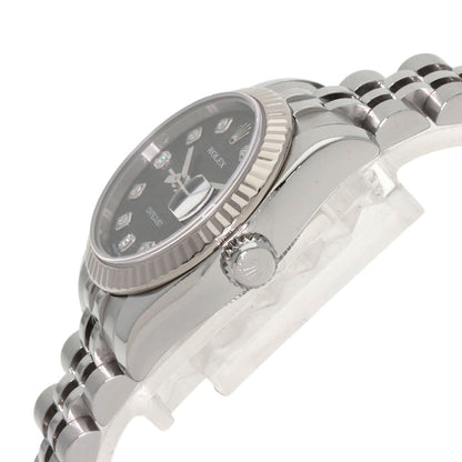 ROLEX ロレックス 179174G デイトジャスト 10P ダイヤモンド 腕時計 SS レディース 中古