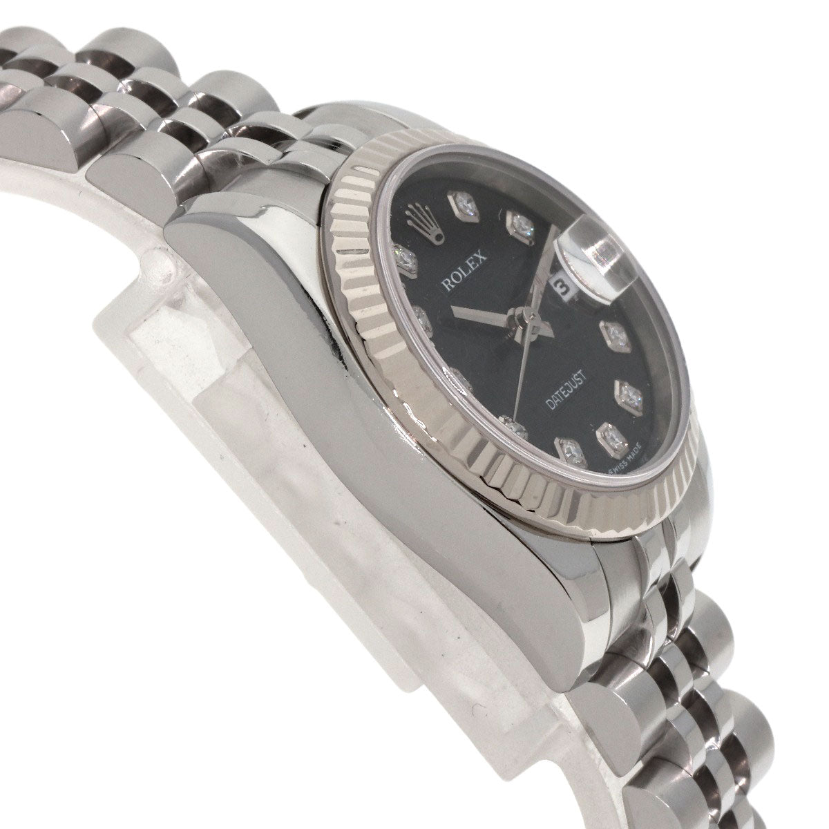 ROLEX ロレックス 179174G デイトジャスト 10P ダイヤモンド 腕時計 SS レディース 中古