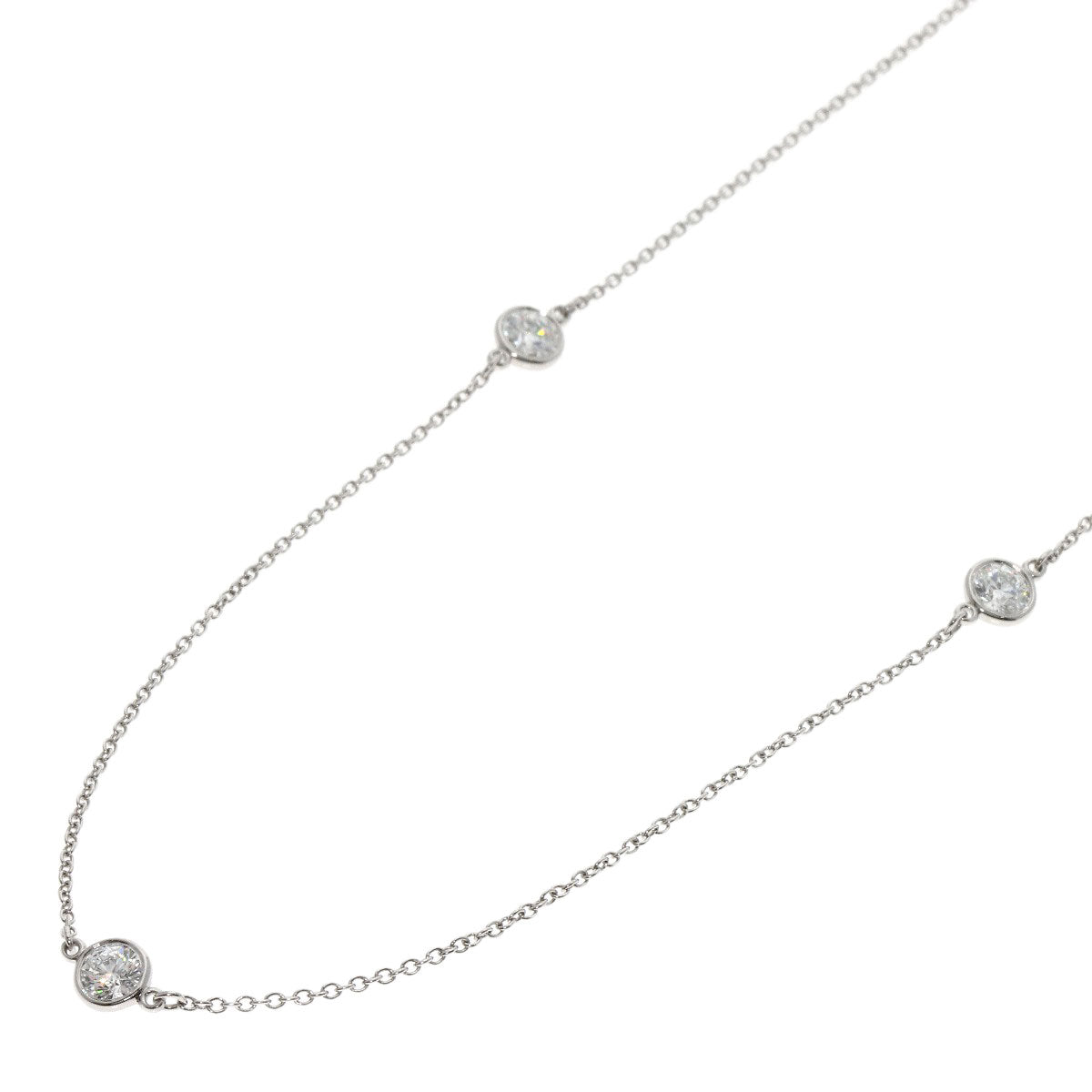 TIFFANY&Co. ティファニー バイザヤード 5P ダイヤモンド ネックレス PT950 レディース 中古