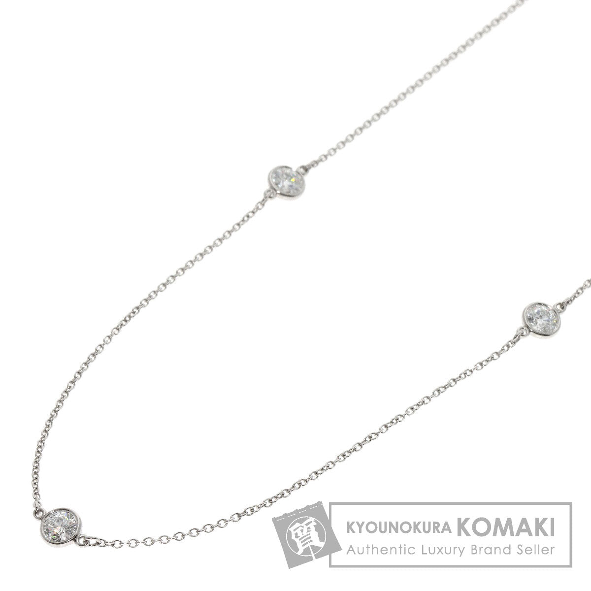 TIFFANY&Co. ティファニー バイザヤード 5P ダイヤモンド ネックレス PT950 レディース 中古