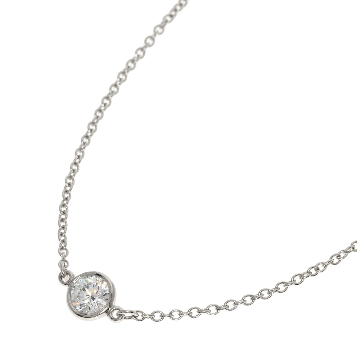 TIFFANY&Co. ティファニー バイザヤード 5P ダイヤモンド ネックレス PT950 レディース 中古
