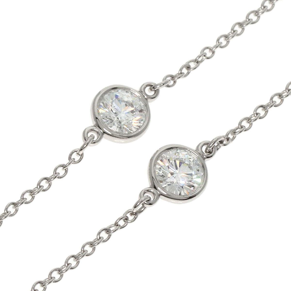 TIFFANY&Co. ティファニー バイザヤード 5P ダイヤモンド ネックレス PT950 レディース 中古