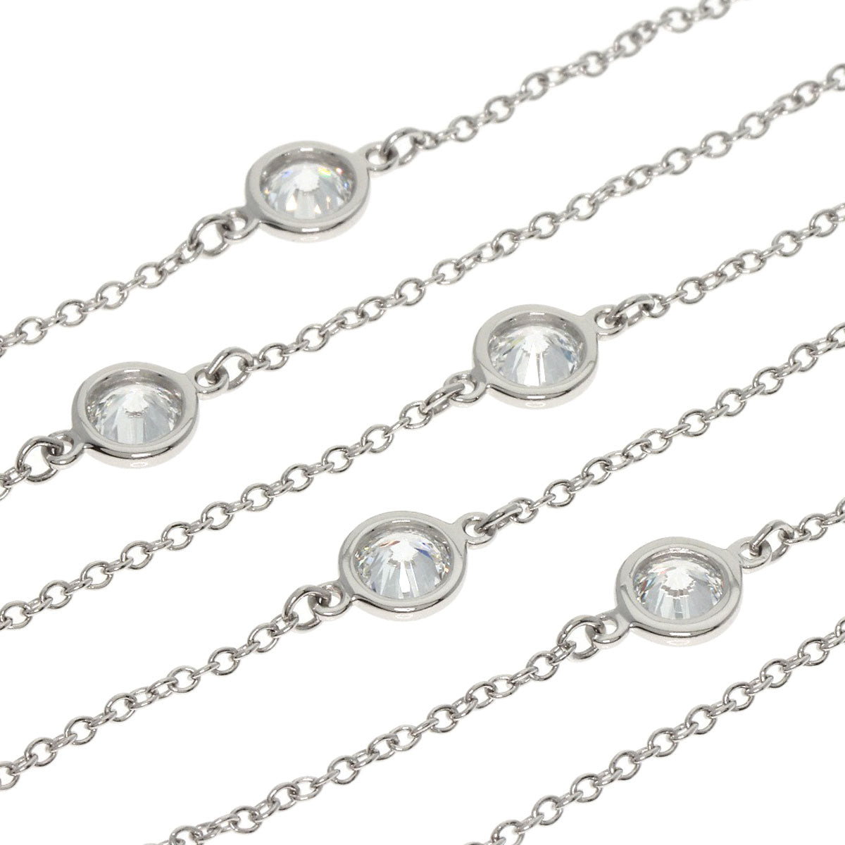 TIFFANY&Co. ティファニー バイザヤード 5P ダイヤモンド ネックレス PT950 レディース 中古