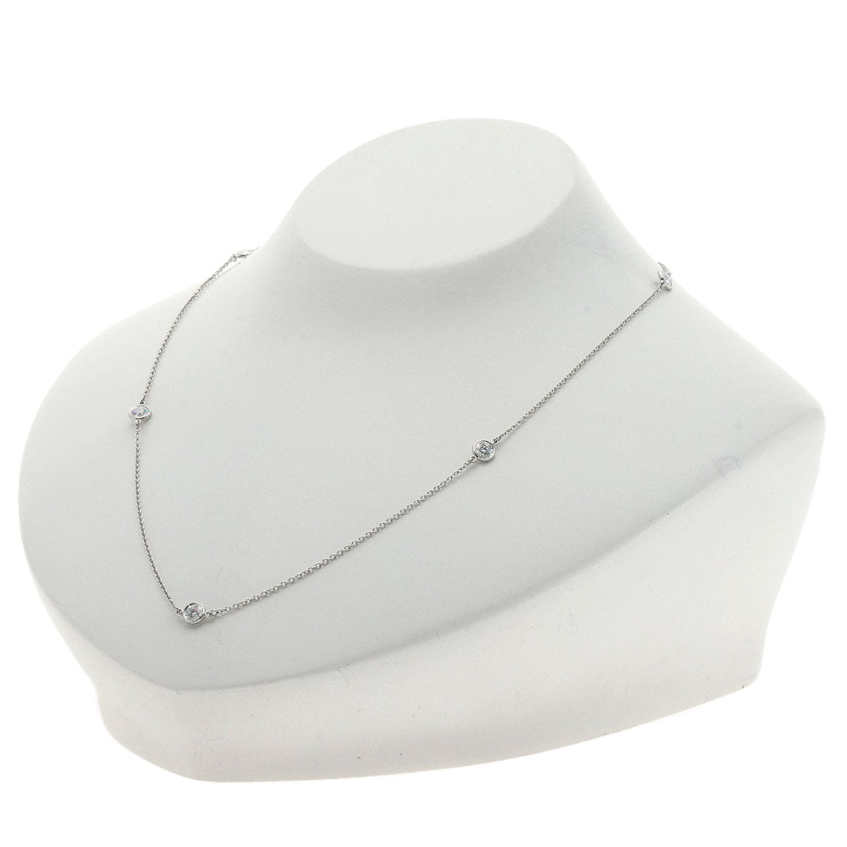TIFFANY&Co. ティファニー バイザヤード 5P ダイヤモンド ネックレス PT950 レディース 中古