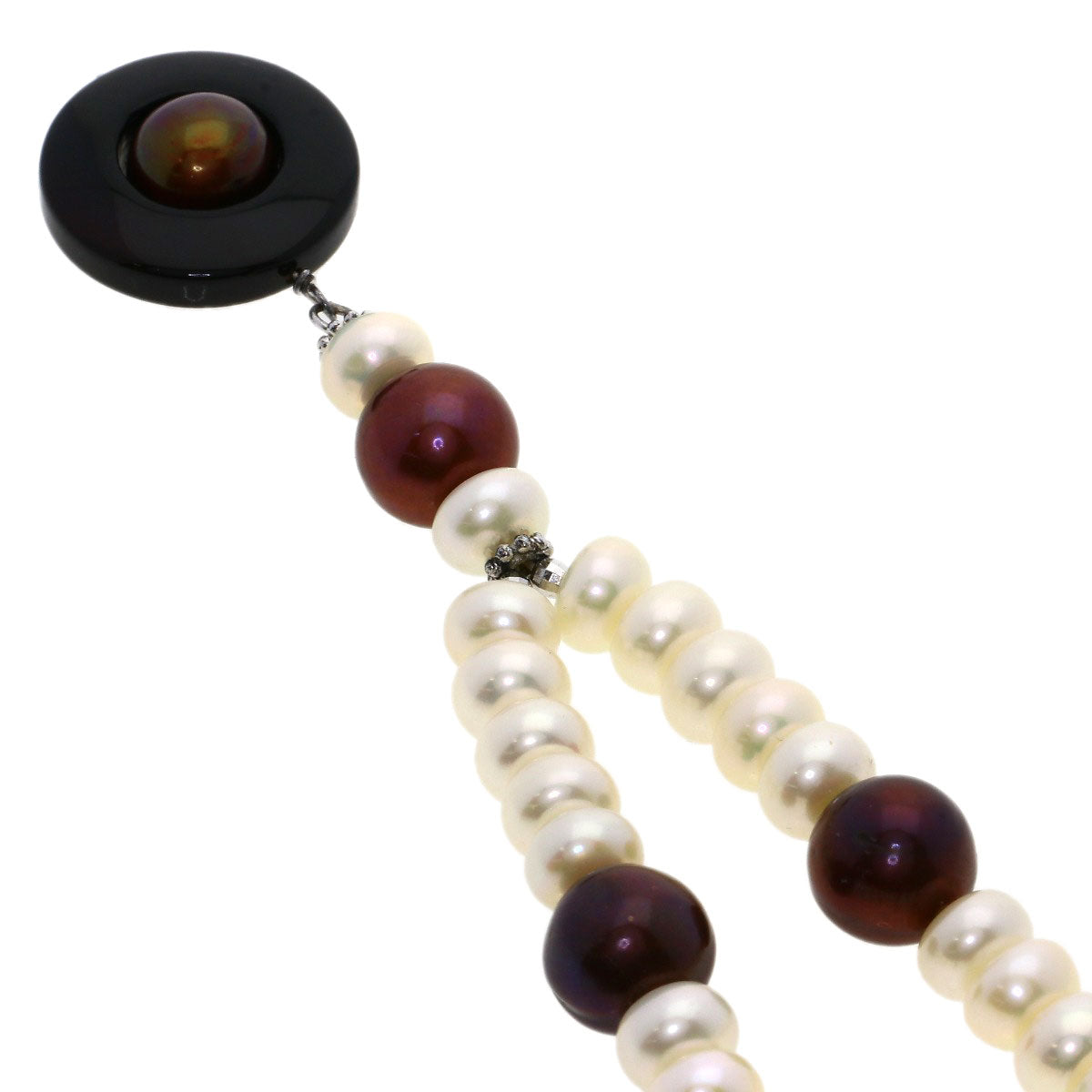 SELECT JEWELRY セレクトジュエリー 淡水パール 真珠 オニキス ネックレス SV レディース 中古