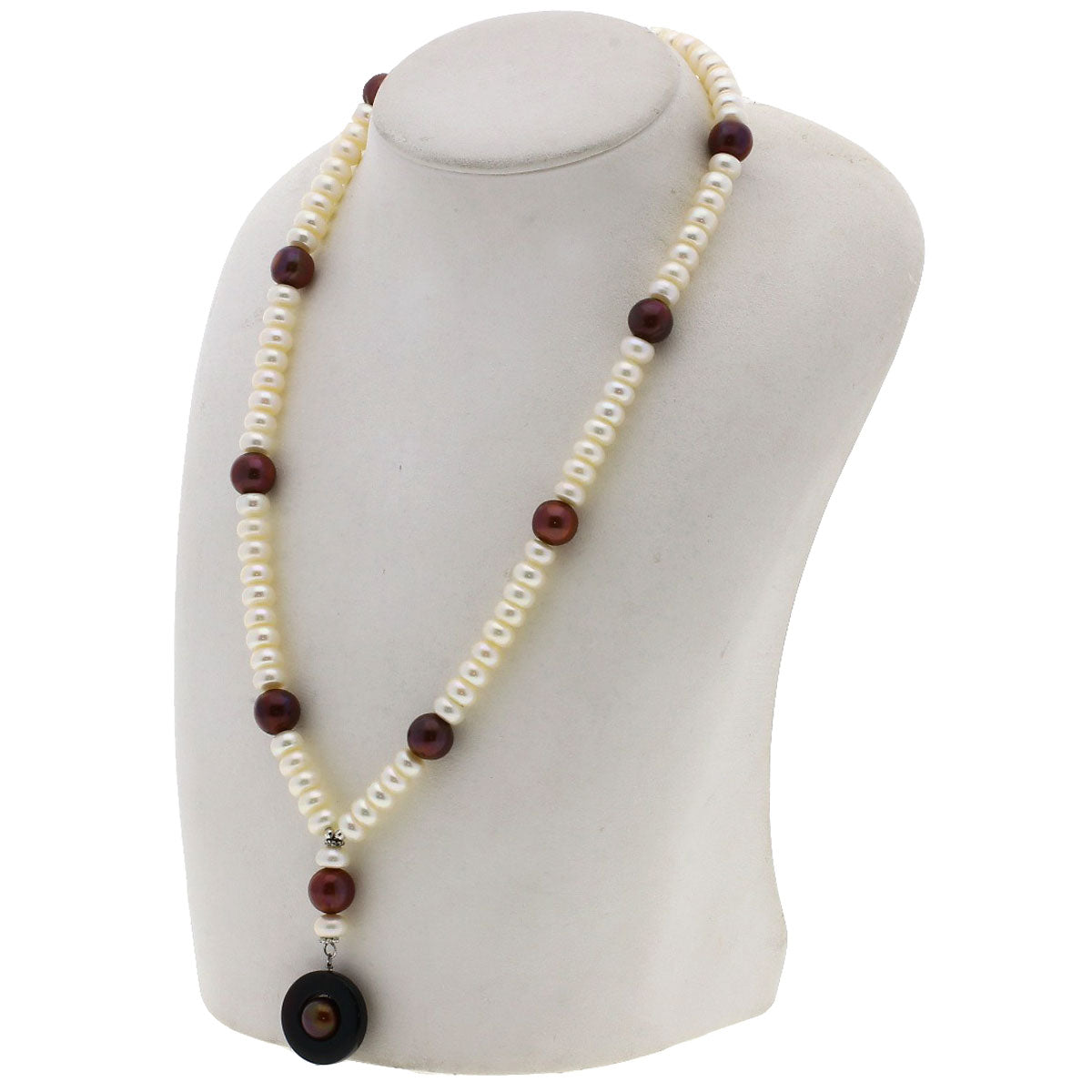 SELECT JEWELRY セレクトジュエリー 淡水パール 真珠 オニキス ネックレス SV レディース 中古