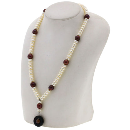 SELECT JEWELRY セレクトジュエリー 淡水パール 真珠 オニキス ネックレス SV レディース 中古