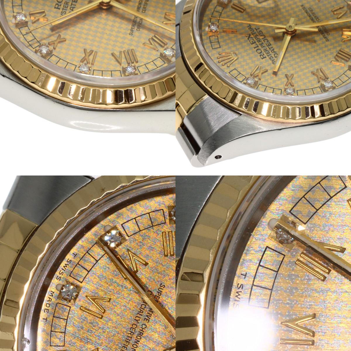 ロレックス 16233G デイトジャスト 10P ダイヤモンド シャンパンハウンズトゥース 腕時計 中古 商品画像20