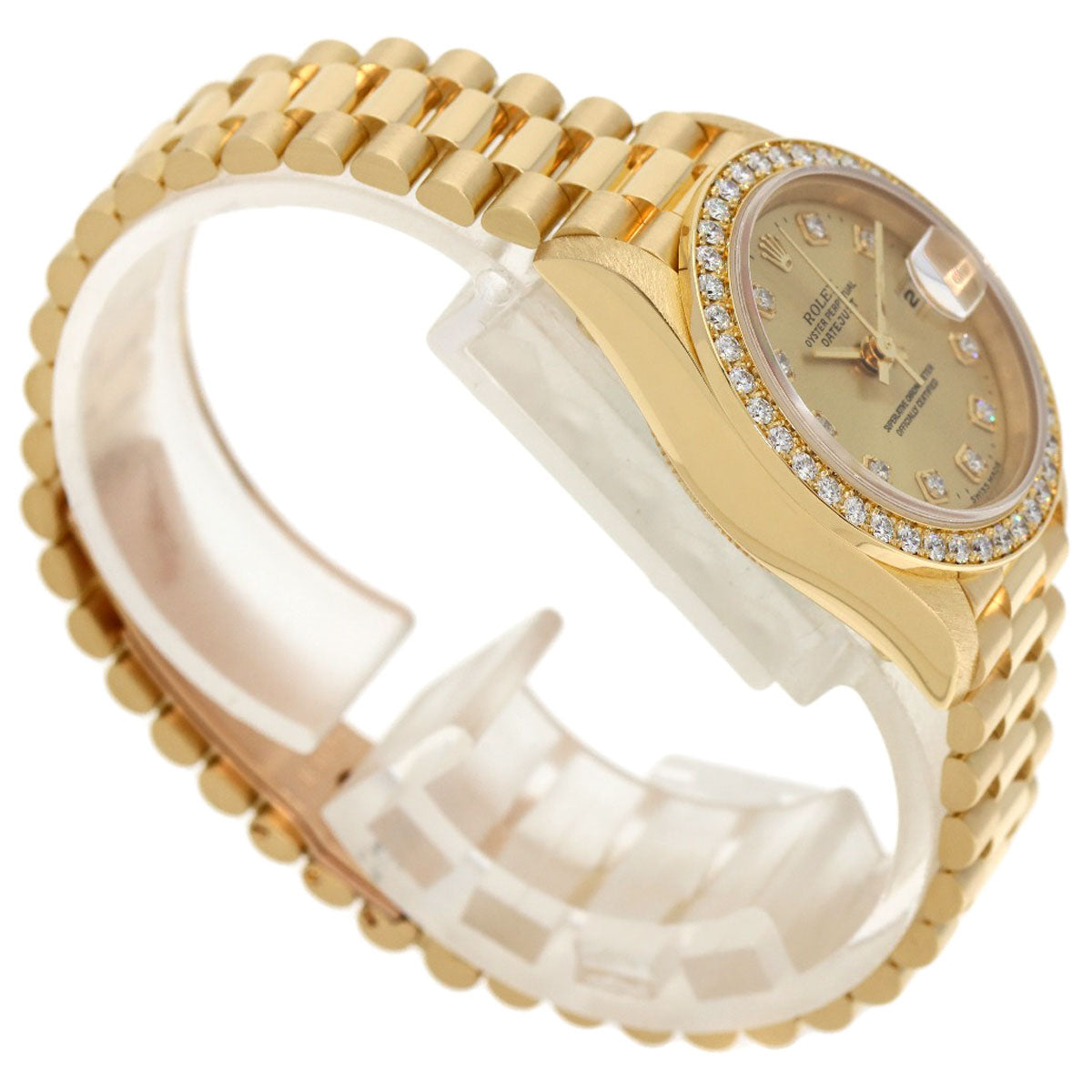 ROLEX ロレックス 69138G デイトジャスト 10P ダイヤモンド 腕時計 K18YG レディース 中古