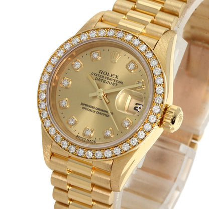 ROLEX ロレックス 69138G デイトジャスト 10P ダイヤモンド 腕時計 K18YG レディース 中古
