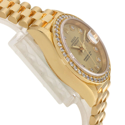 ROLEX ロレックス 69138G デイトジャスト 10P ダイヤモンド 腕時計 K18YG レディース 中古