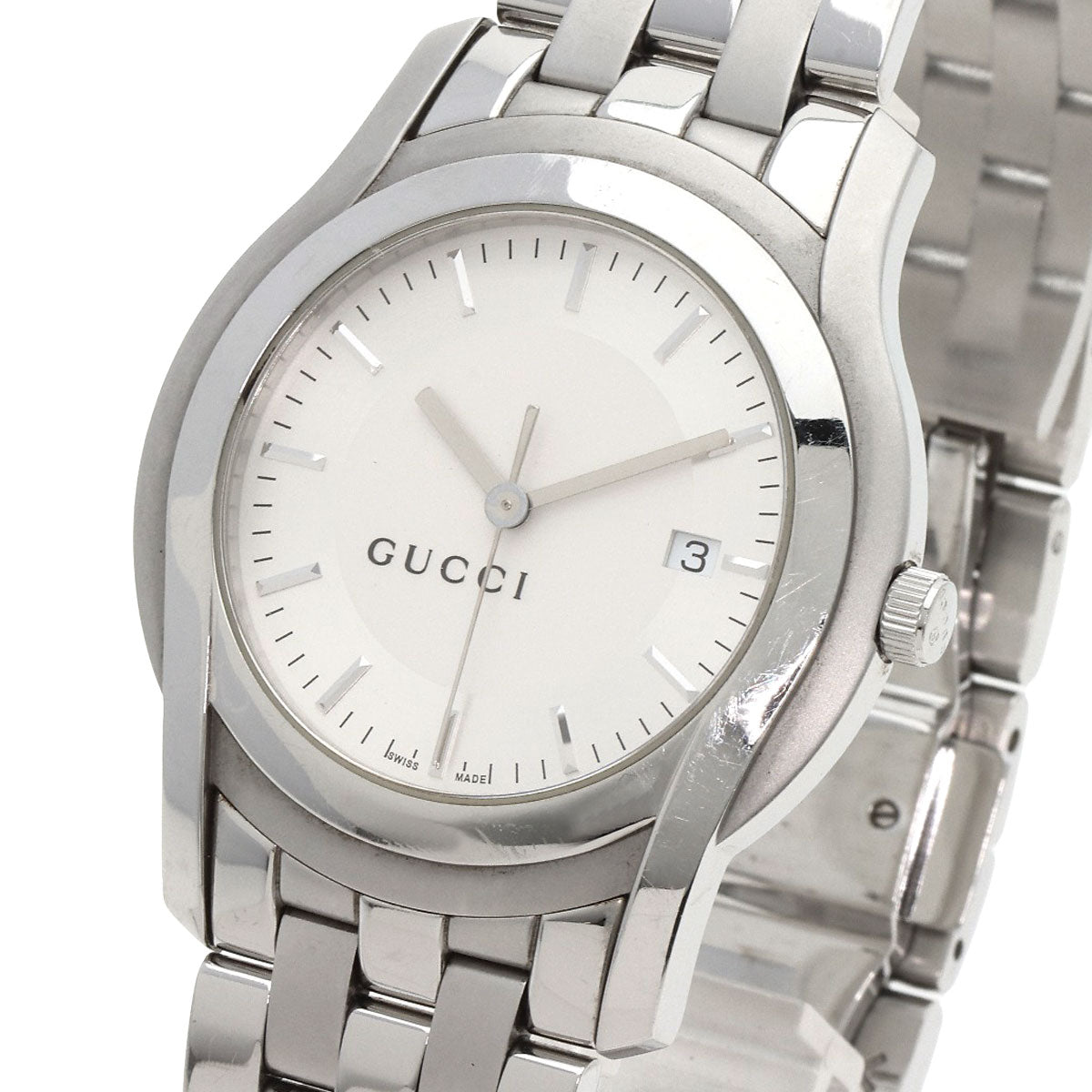 GUCCI グッチ 5500XL ラウンドフェイス 腕時計 SS メンズ 中古