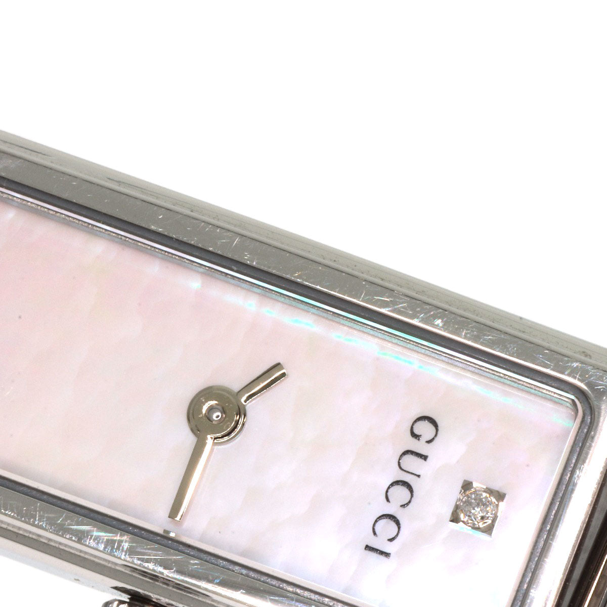 GUCCI グッチ 1500L スクエアフェイス バングル 1P ダイヤモンド 腕時計 SS レディース 中古
