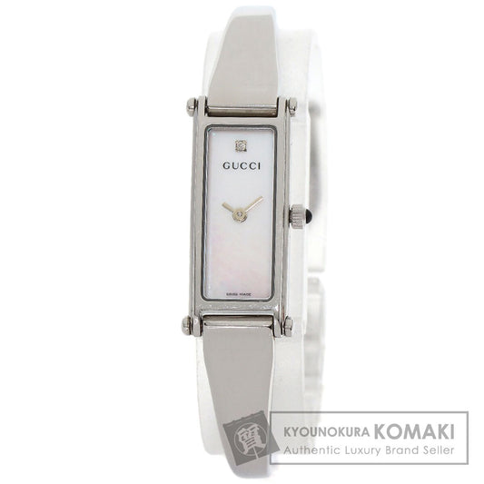 GUCCI グッチ 1500L スクエアフェイス バングル 1P ダイヤモンド 腕時計 SS レディース 中古