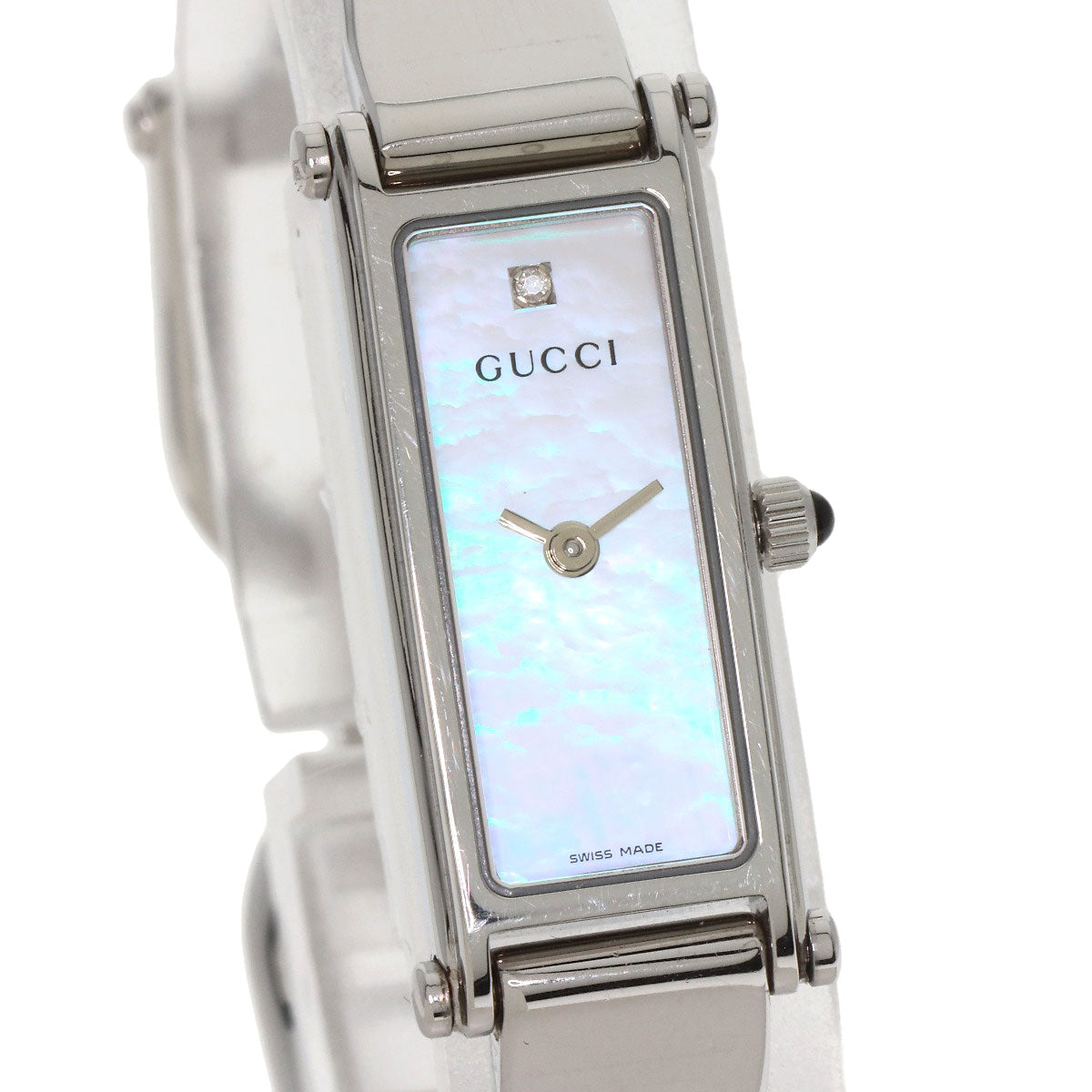GUCCI グッチ 1500L スクエアフェイス バングル 1P ダイヤモンド 腕時計 SS レディース 中古
