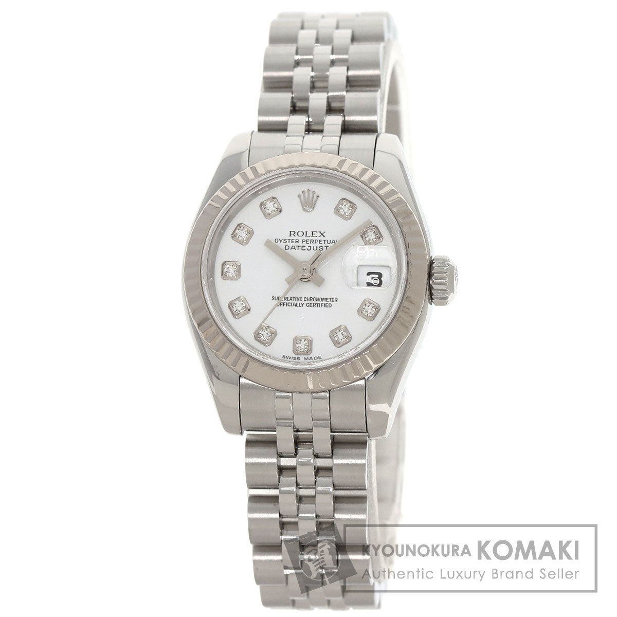 ROLEX ロレックス 179174G デイトジャスト 10P ダイヤモンド 腕時計 SS レディース 中古