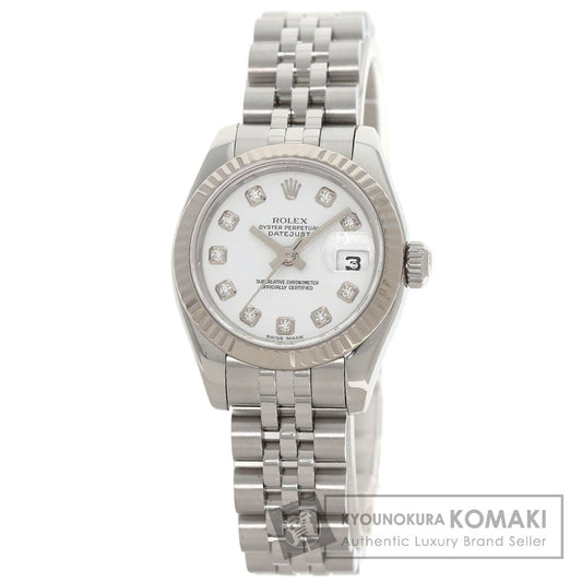 ROLEX ロレックス 179174G デイトジャスト 10P ダイヤモンド 腕時計 SS レディース 中古